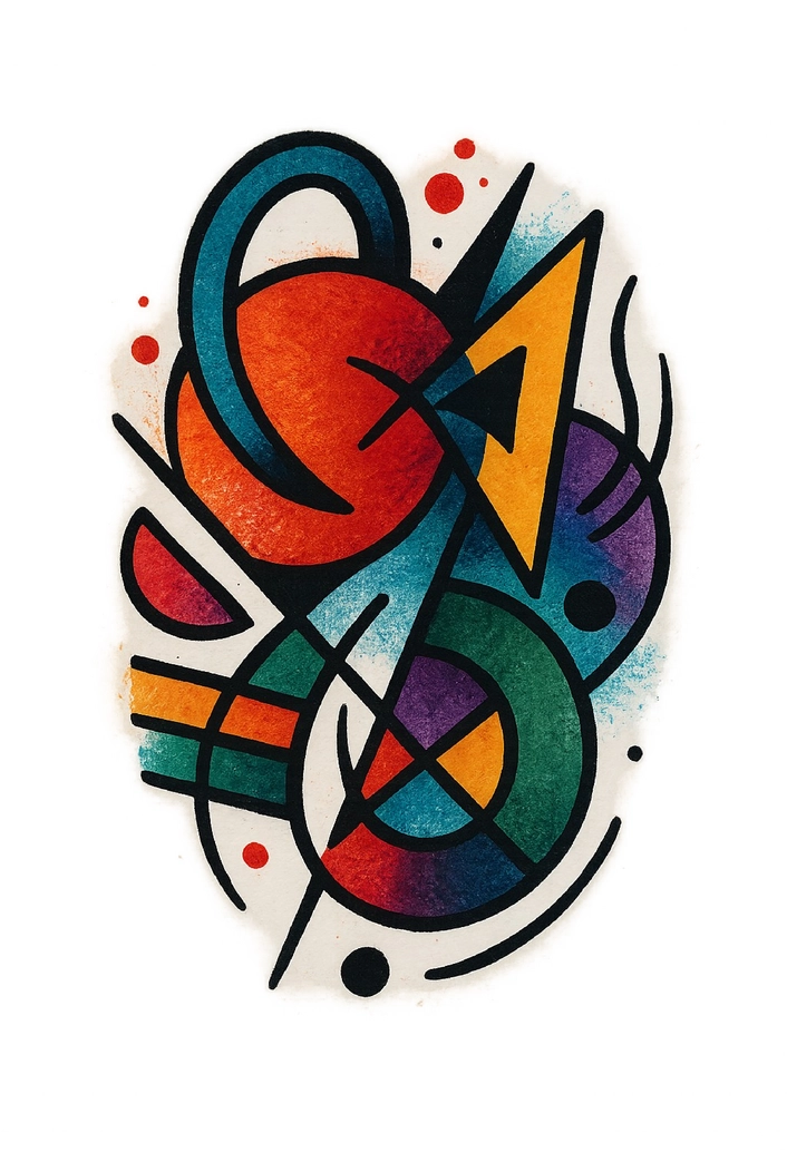 Tattoovorlage abstraktes Kunstwerk mit Farben und Formen