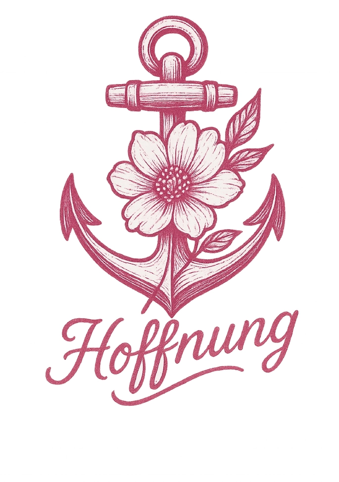 Tattoovorlage Anker mit Blume und Hoffnung
