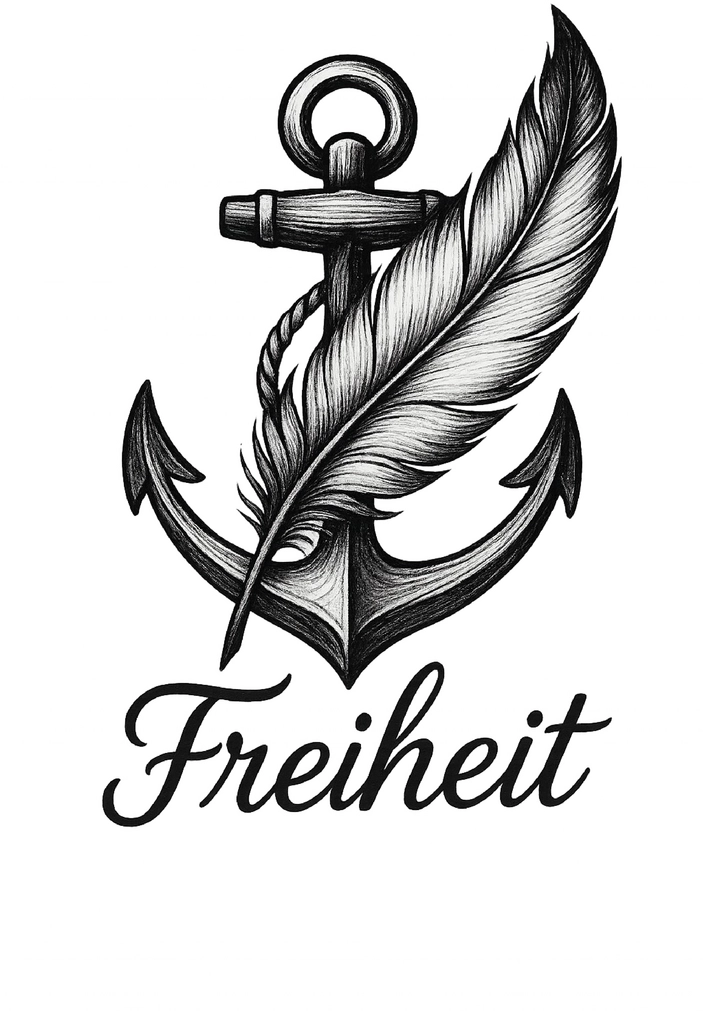 Tattoovorlage Anker mit Feder und Freiheit