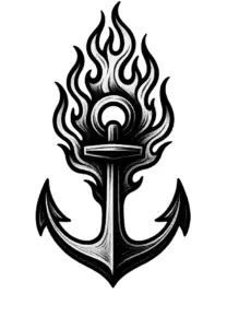 anker-mit-stilisierten-flammen-schwarz-weiss