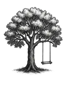 baum-mit-schaukel-die-von-einem-ast-haengt