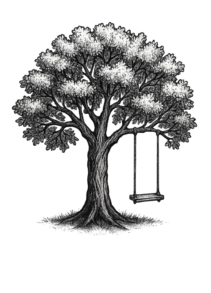 Tattoovorlage Baum mit Schaukel für kreative Designs