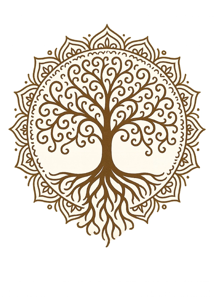 Tattoovorlage Baumdesign mit Mandala-Muster