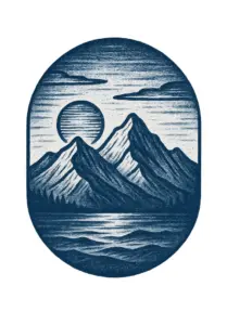 berglanschaft-mit-sonnenuntergang-tattoo-vorlage