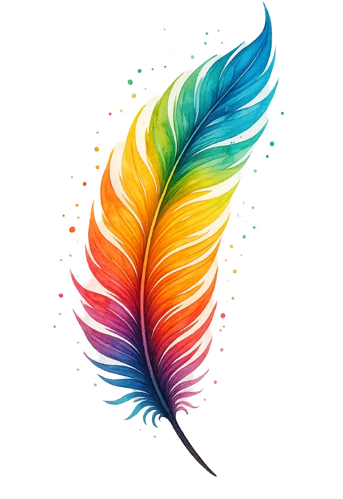 Tattoovorlage Bunte Feder mit Farbverläufen