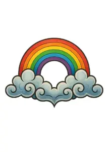 bunter-regenbogen-mit-wolken-tattoo-steissbein