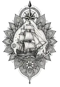 detailreiches-schiff-mit-segeln-und-nautischen-symbolen