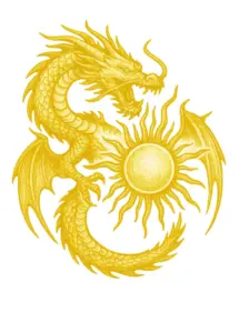 drache-sonne-umkreisen-mit-strahlen