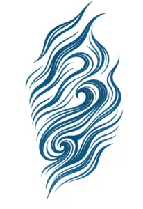 dynamische-abstrakte-wellenlinien-tattoo-oberschenkel-blau