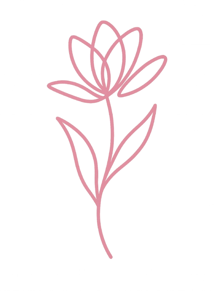 Tattoovorlage elegante Blume mit Linienzeichnung