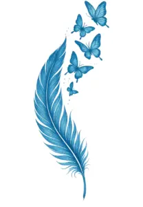 elegante-feder-mit-schmetterlingen-tattoo