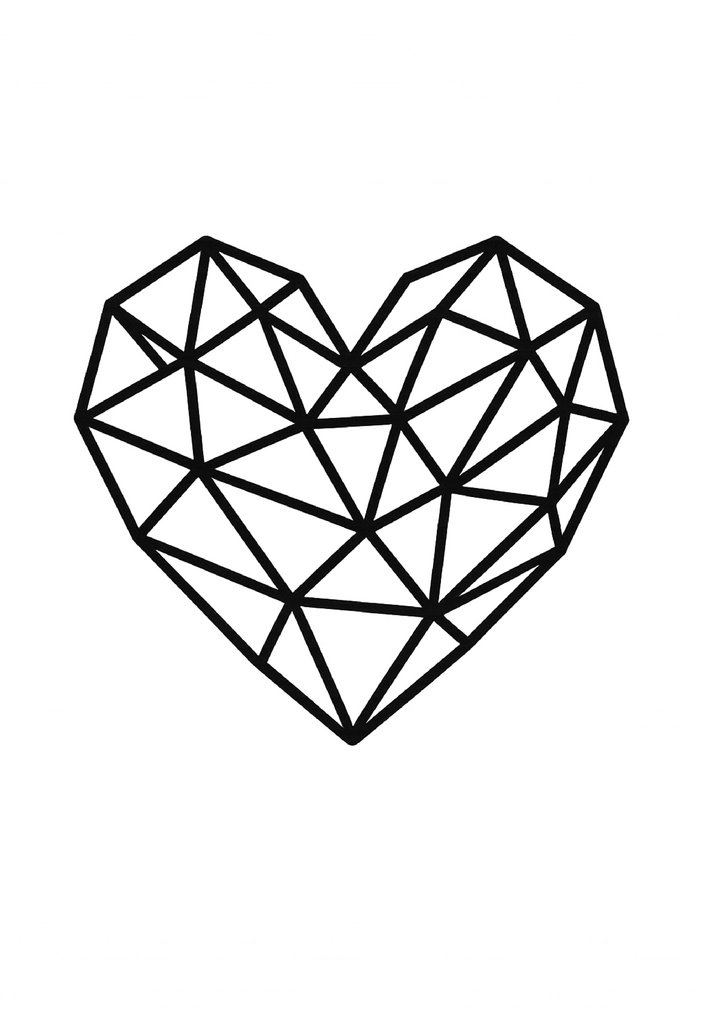 Tattoovorlage geometrisches Herz aus Dreiecken