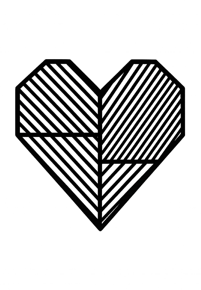 Tattoovorlage geometrisches Herz mit Linienmuster