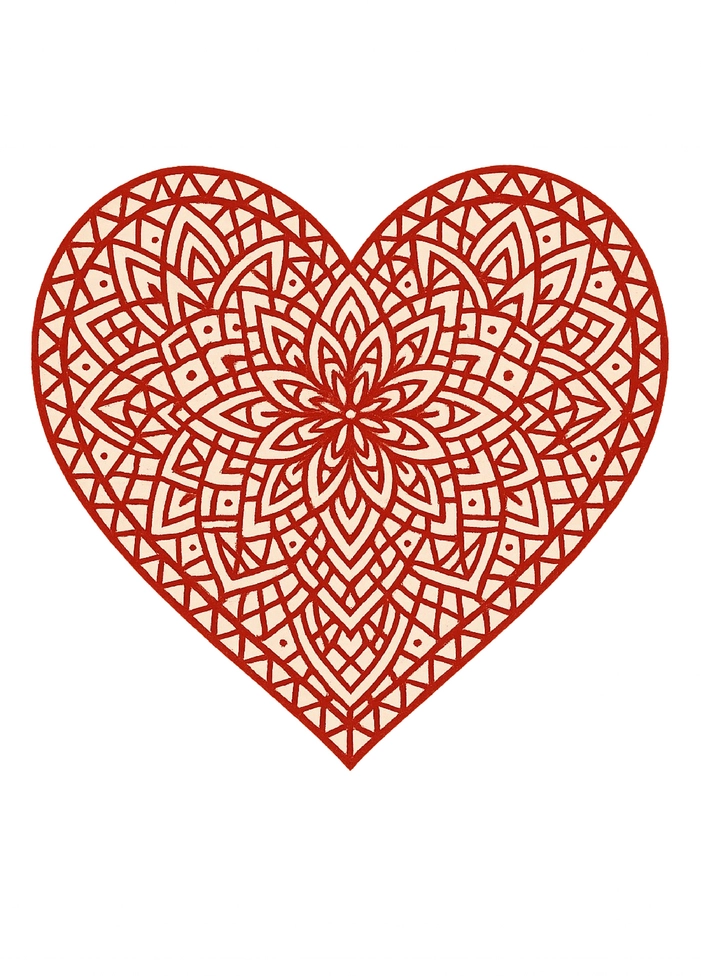 Tattoovorlage geometrisches Herzdesign mit Mandala-Muster