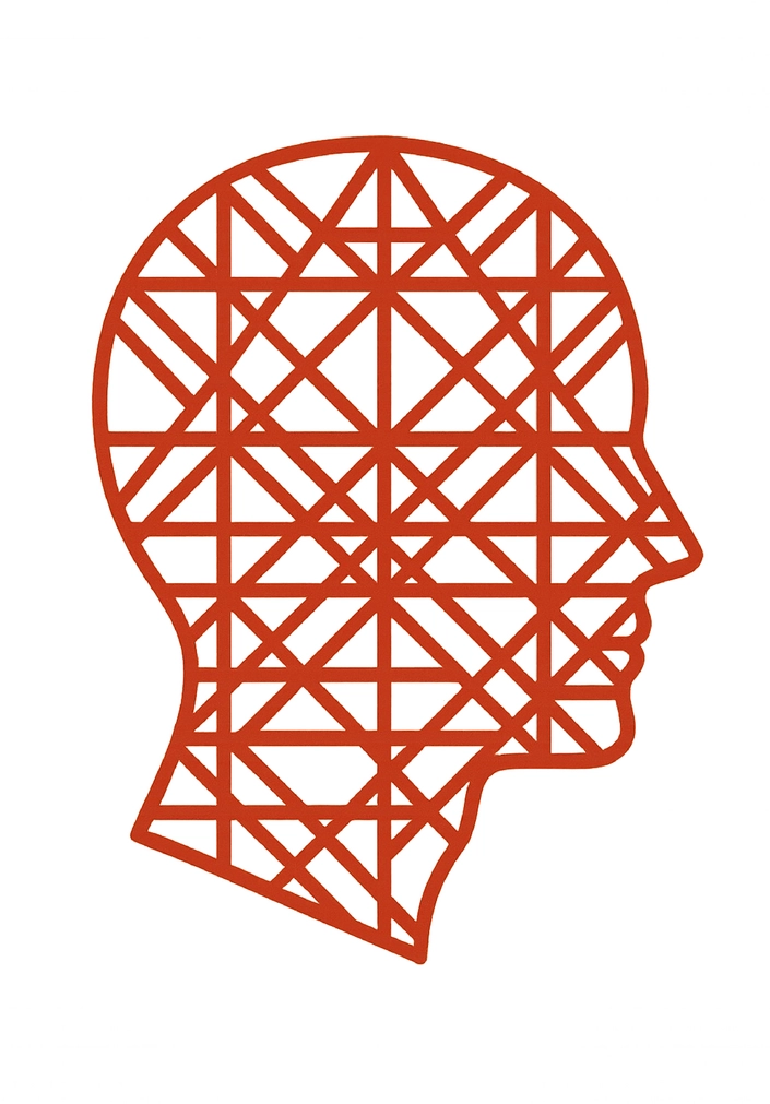 Tattoovorlage mit geometrischem Kopfprofil und Linienmuster