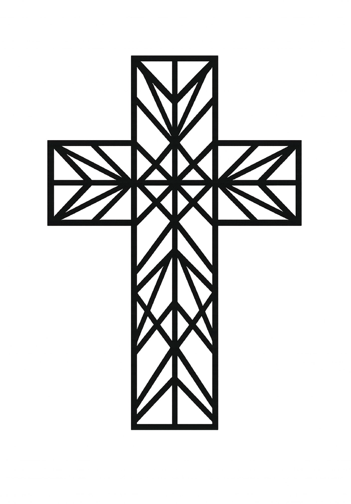 Tattoovorlage geometrisches Kreuz mit Linienmuster