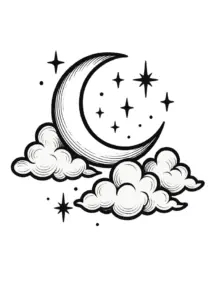 halbmond-mit-wolken-und-sternen-tattoo-vorlage