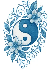 harmonisches-yin-yang-symbol-mit-floralen-akzenten-tattoo-vorlage