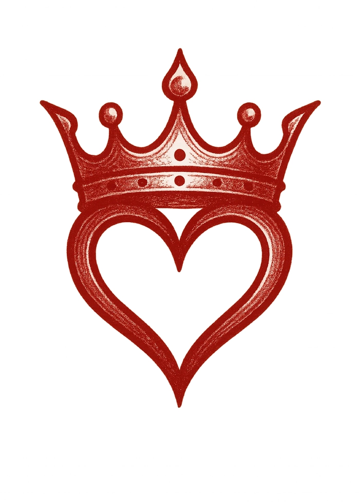 Tattoovorlage Herz mit Krone für Liebe und Leidenschaft