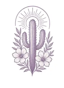 kaktus-mit-floralen-akzenten-und-sonne