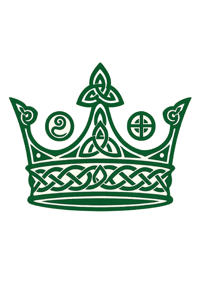 Tattoovorlage Keltische Krone mit Knotenmuster und Symbolen