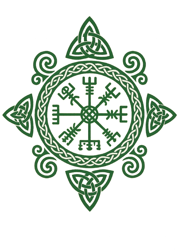 Tattoovorlage keltischer Kompass mit symbolischen Knoten