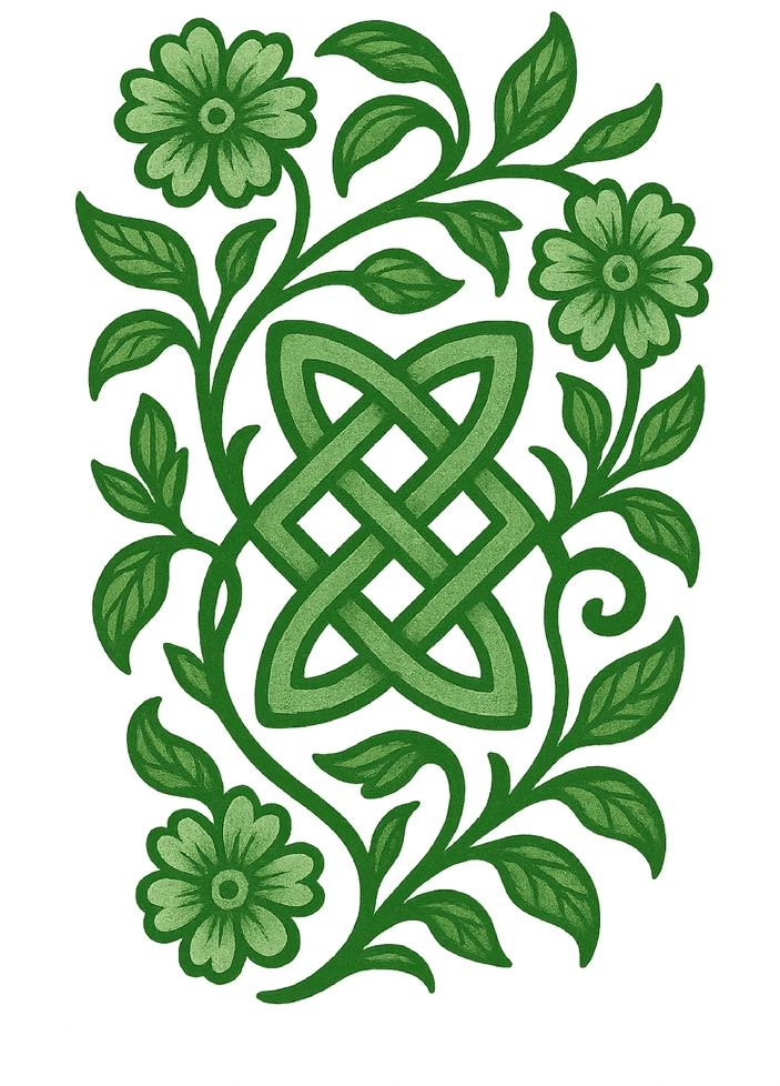 Tattoovorlage keltisches Knotendesign mit floralen Elementen