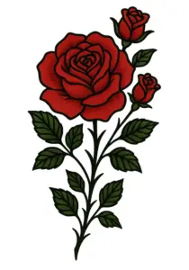 klassisches-rosenmotiv-mit-stielen-tattoo-vorlage