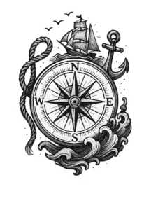 kompass-mit-anker-und-schiff-tattoo-vorlage