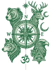 kompass-mit-tieren-und-symbolen-tattoo