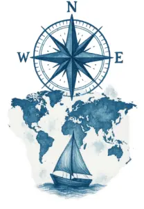 kompass-mit-weltkarte-und-segelboot-tattoo-vorlage