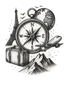 kompass-reisemotive-eiffelturm-tattoo-schwarz-weiss