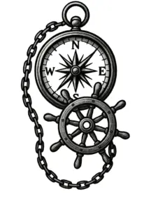 kompass-und-schiffsrad-tattoo-vorlage