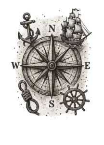 kompassrose-nautische-symbole-tattoo-vorlage