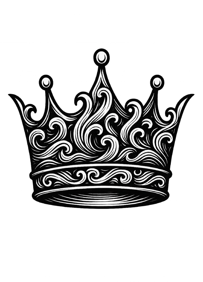 Tattoovorlage künstlerische Krone mit Wellenmustern
