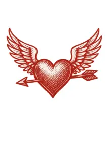 künstlerisches-herz-mit-fluegeln-und-pfeil
