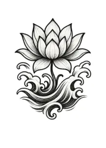 lotusblume-mit-wellen-tattoo-vorlage