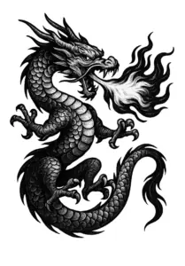 majestetischer-drache-feuer-speien-tattoo-vorlage