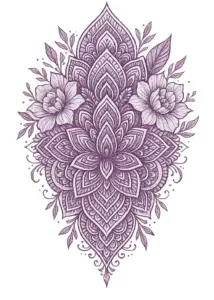 mandala-florale-tattoo-oberschenkel-lila