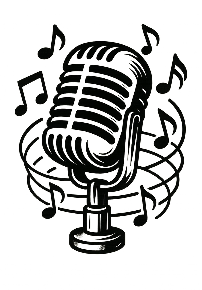 Tattoovorlage Mikrofon mit Musiknoten