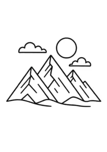 minimalistische-berge-mit-sonne-und-wolken
