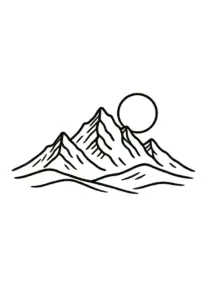 minimalistisches-bergpanorama-mit-sonne-tattoo-vorlage