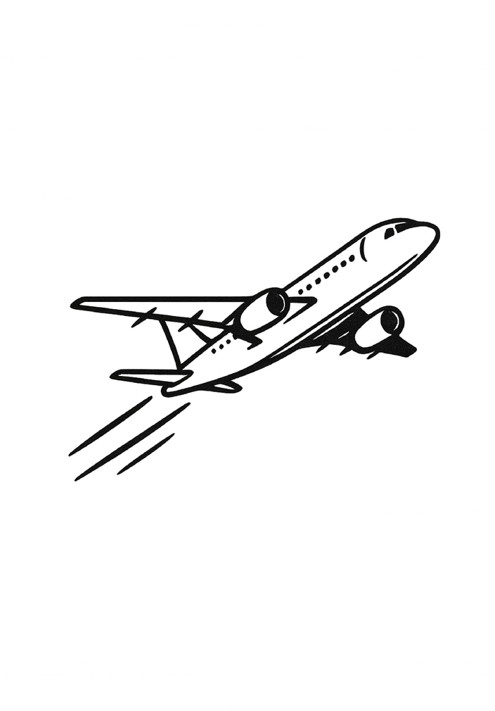 Tattoovorlage eines minimalistischen Flugzeugs in voller Fahrt
