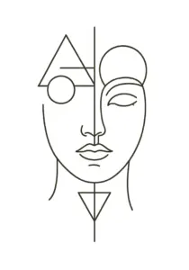 minimalistisches-gesicht-geometrische-akzente-tattoo