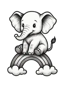 niedlicher-elefant-auf-einem-regenbogen