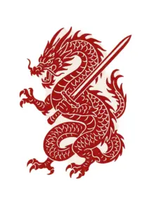 roter-drache-mit-schwert-tattoovorlage