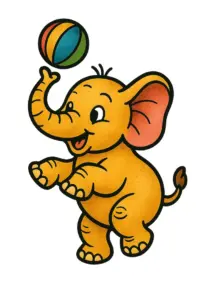 spielerischer-elefant-mit-buntem-ball-im-comic-stil