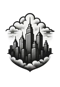 stadtlandschaft-mit-wolkenkraetzern-tattoo-brust