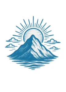 stilisiert-berg-mit-sonne-und-wolken