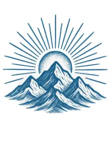 stilisiert-bergkette-mit-sonnenstrahlen-tattoo